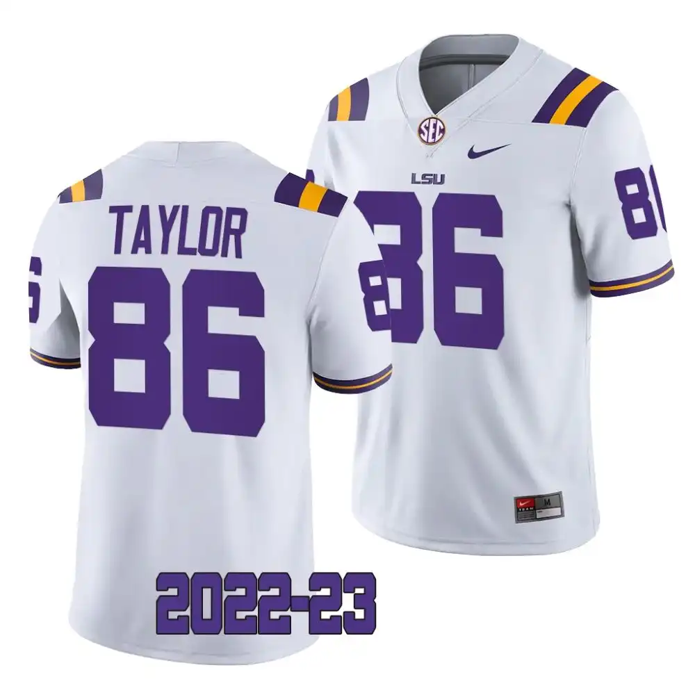 Men's LSU Tigers Mason Taylor #86 White 2022-23 Game NCAA Football Jersey